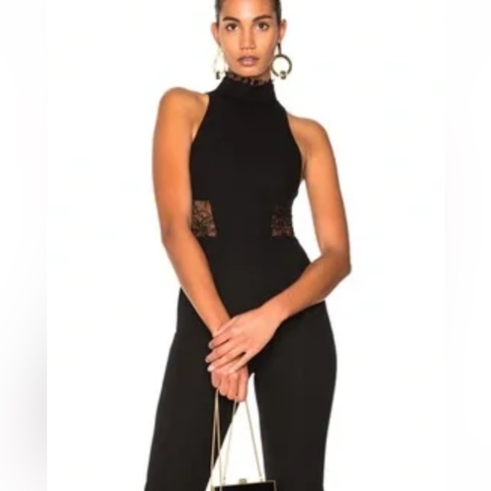 NICHOLAS Elegant Black Jumpsuit with lace at the side details